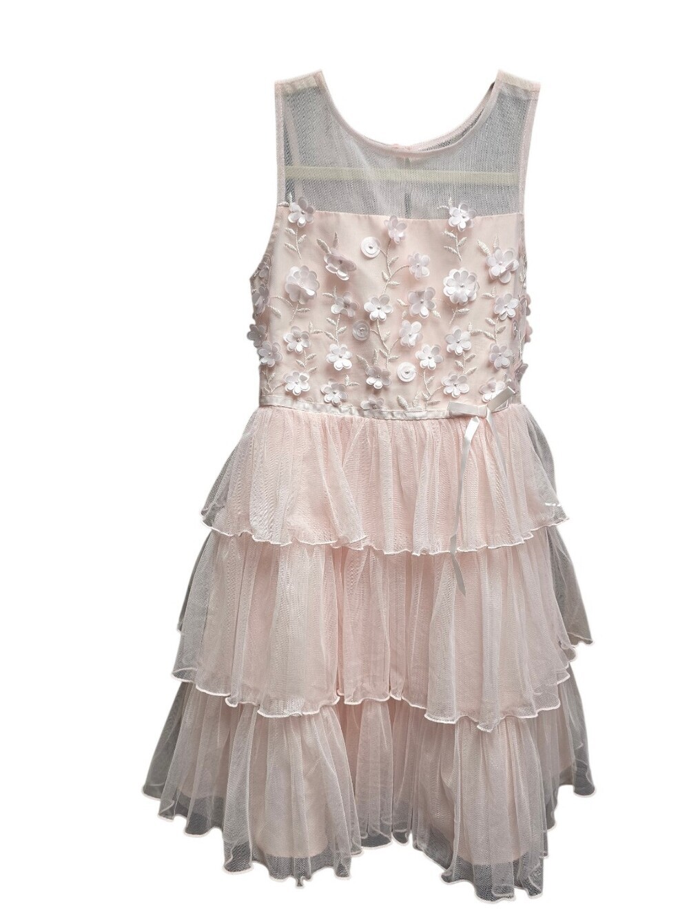 JONA MICHELLE Girls Tulle Formal Pale Pink Floral Dress Sz 10